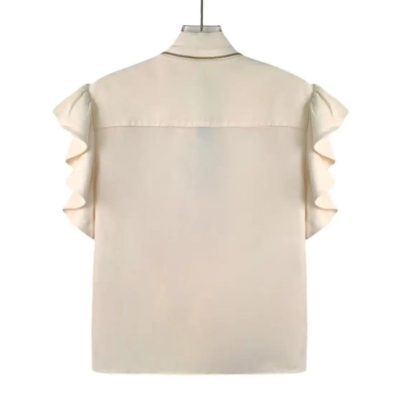 Louis Vuitton Louis Vuitton Beige Silk Ruffle Blouse 0089 Size XS / US 0-2 / IT 36-38 - 2 Thumbnail