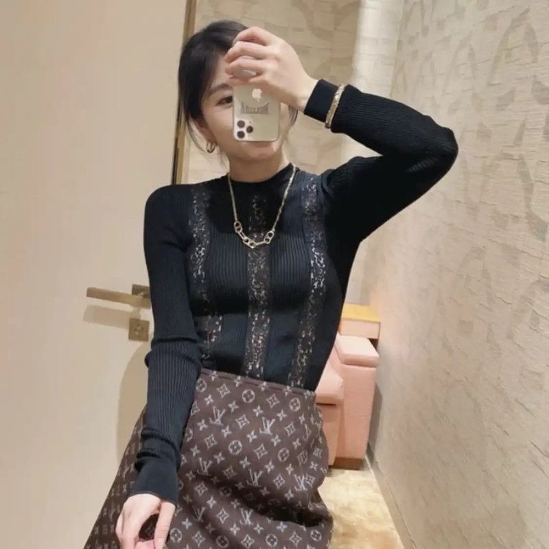 Louis Vuitton Louis Vuitton Black Knit Women's Sweater 0089 Size M / US 6-8 / IT 42-44 - 9 Thumbnail
