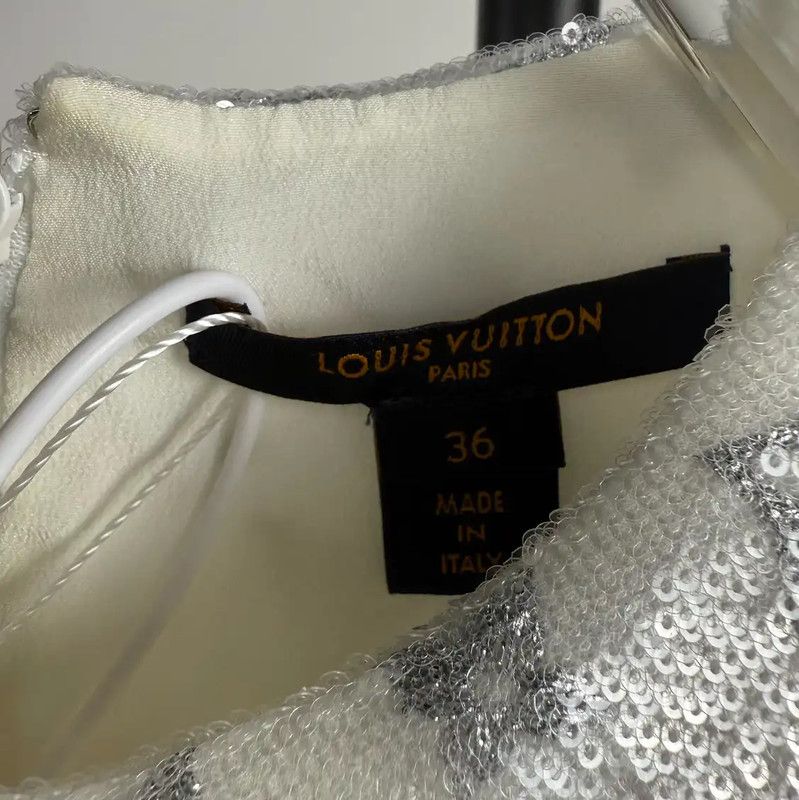 Louis Vuitton Louis Vuitton White Silk Women's Dress 0089 Size S / US 4 / IT 40 - 7 Thumbnail