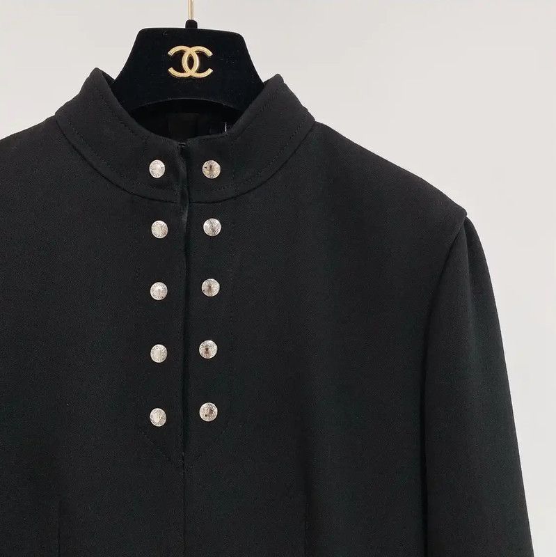 Louis Vuitton Louis Vuitton Black Wool Long Sleeve Dress 0089 Size M / US 6-8 / IT 42-44 - 3 Thumbnail