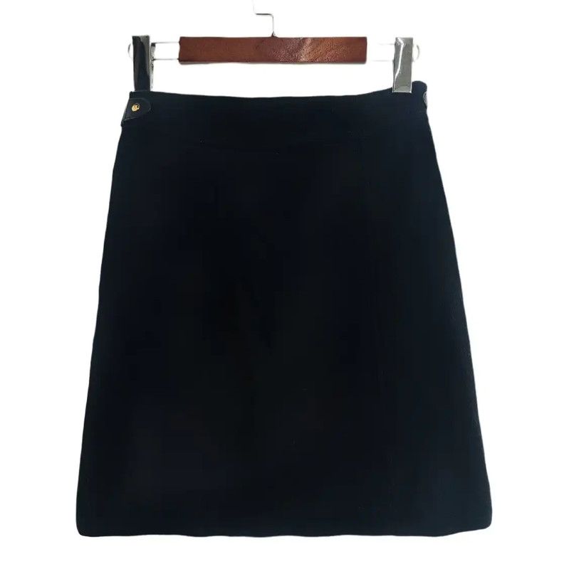 Louis Vuitton Louis Vuitton Black Cotton Blend Mini Skirt 0089 Size 22" - 2 Thumbnail