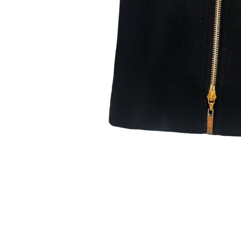 Louis Vuitton Louis Vuitton Black Cotton Blend Mini Skirt 0089 Size 22" - 4 Thumbnail