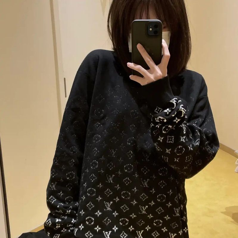 Louis Vuitton Louis Vuitton Black Printed Long Sleeve Sweatshirt 0089 Size M / US 6-8 / IT 42-44 - 5 Thumbnail
