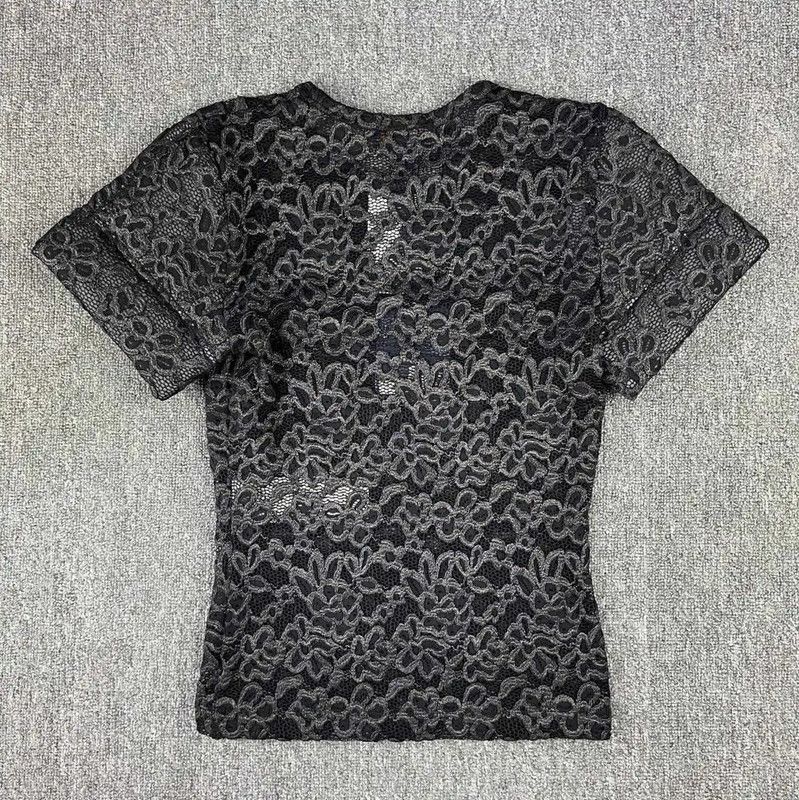 Louis Vuitton Louis Vuitton Black XS T-Shirt with Lace 0089 Size XS / US 0-2 / IT 36-38 - 2 Thumbnail