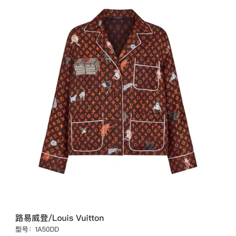 Louis Vuitton Louis Vuitton Silk Long Sleeve Shirt in Red-Brown 0089 Size XL / US 12-14 / IT 48-50 - 7 Thumbnail