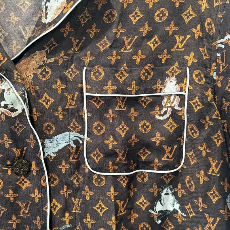 Louis Vuitton Louis Vuitton Silk Long Sleeve Shirt in Red-Brown 0089 Size XL / US 12-14 / IT 48-50 - 3 Thumbnail