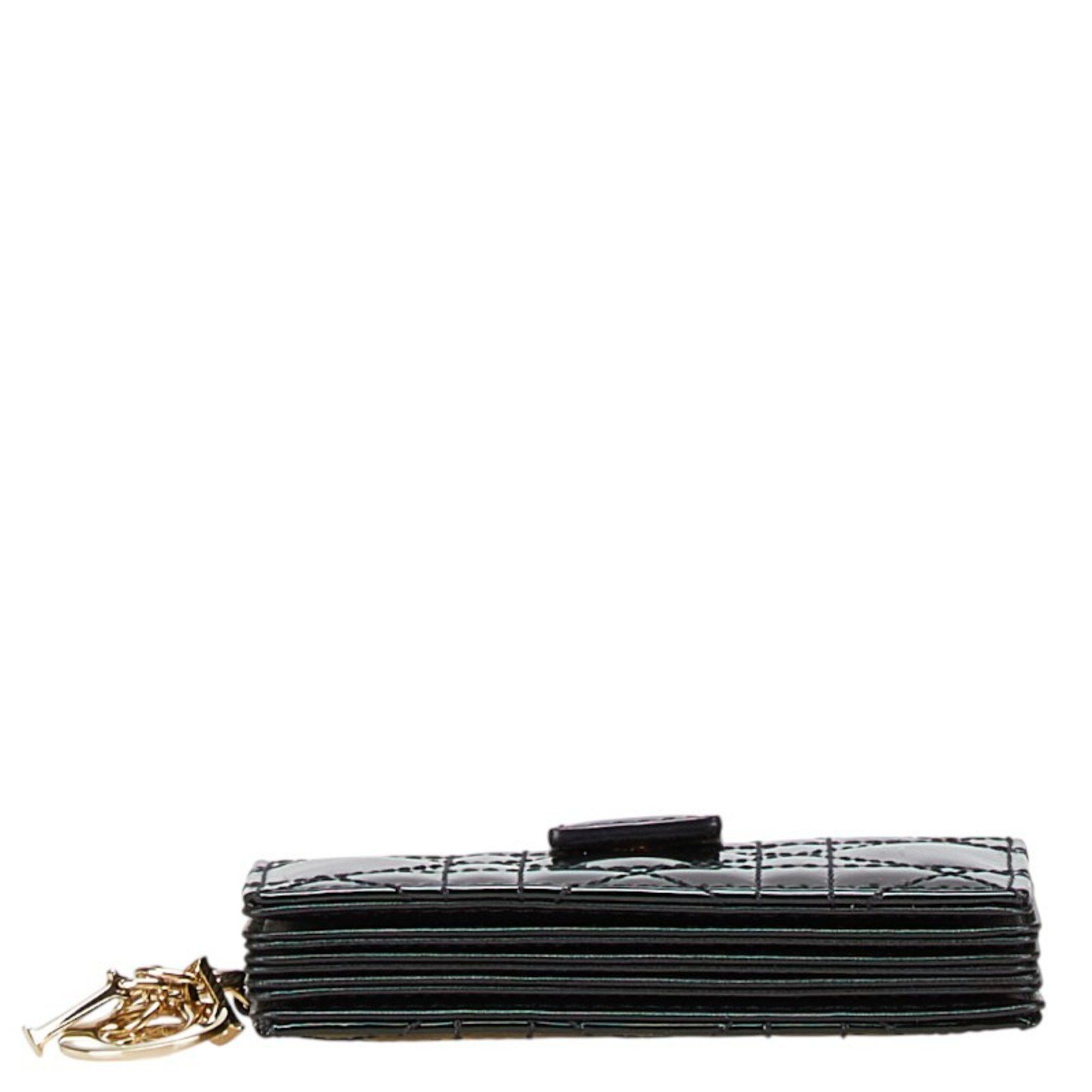 Dior Christian Dior Dior Lady Cannage Business Card Case in Black Patent Leather for Women Size ONE SIZE - 3 Thumbnail