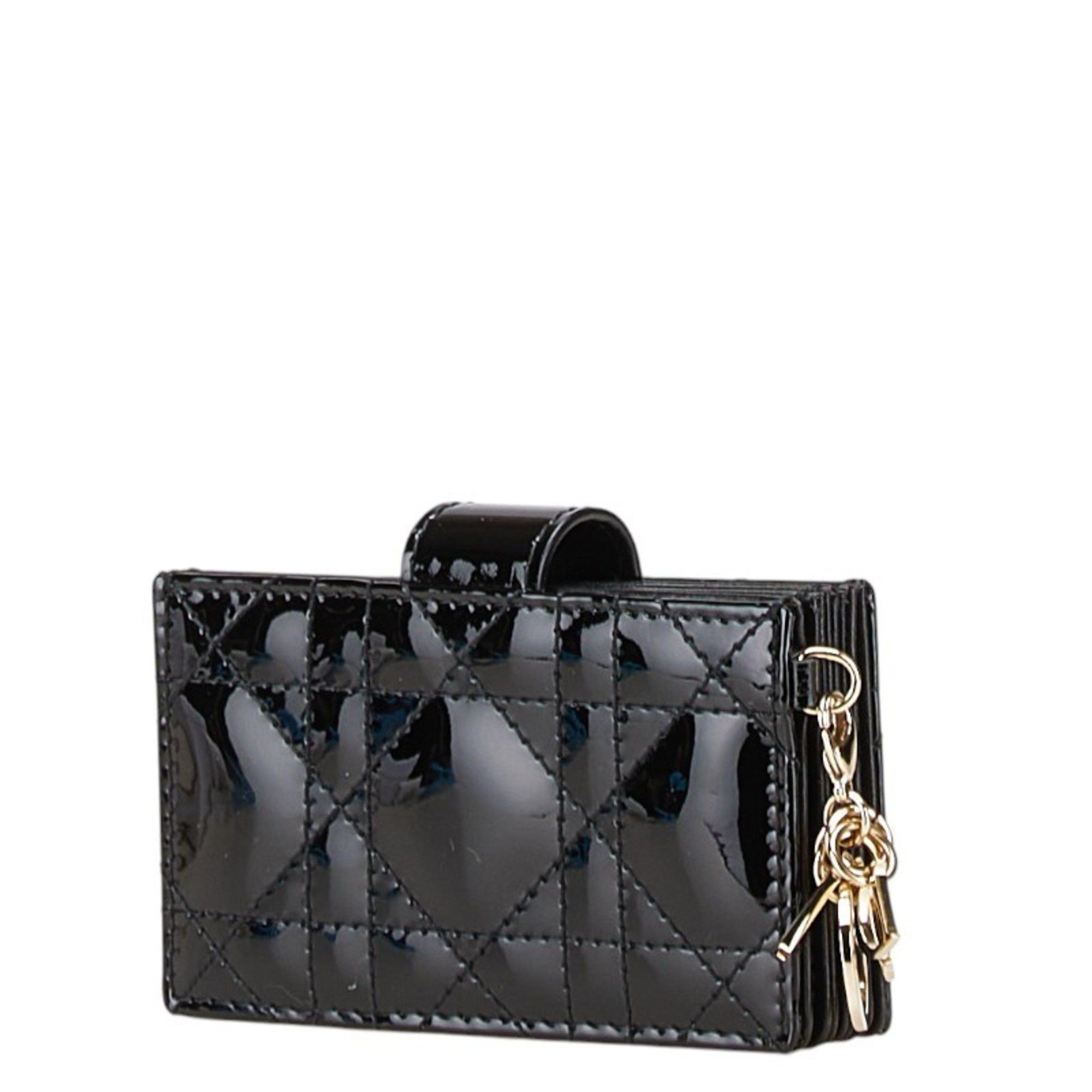 Dior Christian Dior Dior Lady Cannage Business Card Case in Black Patent Leather for Women Size ONE SIZE - 2 Thumbnail