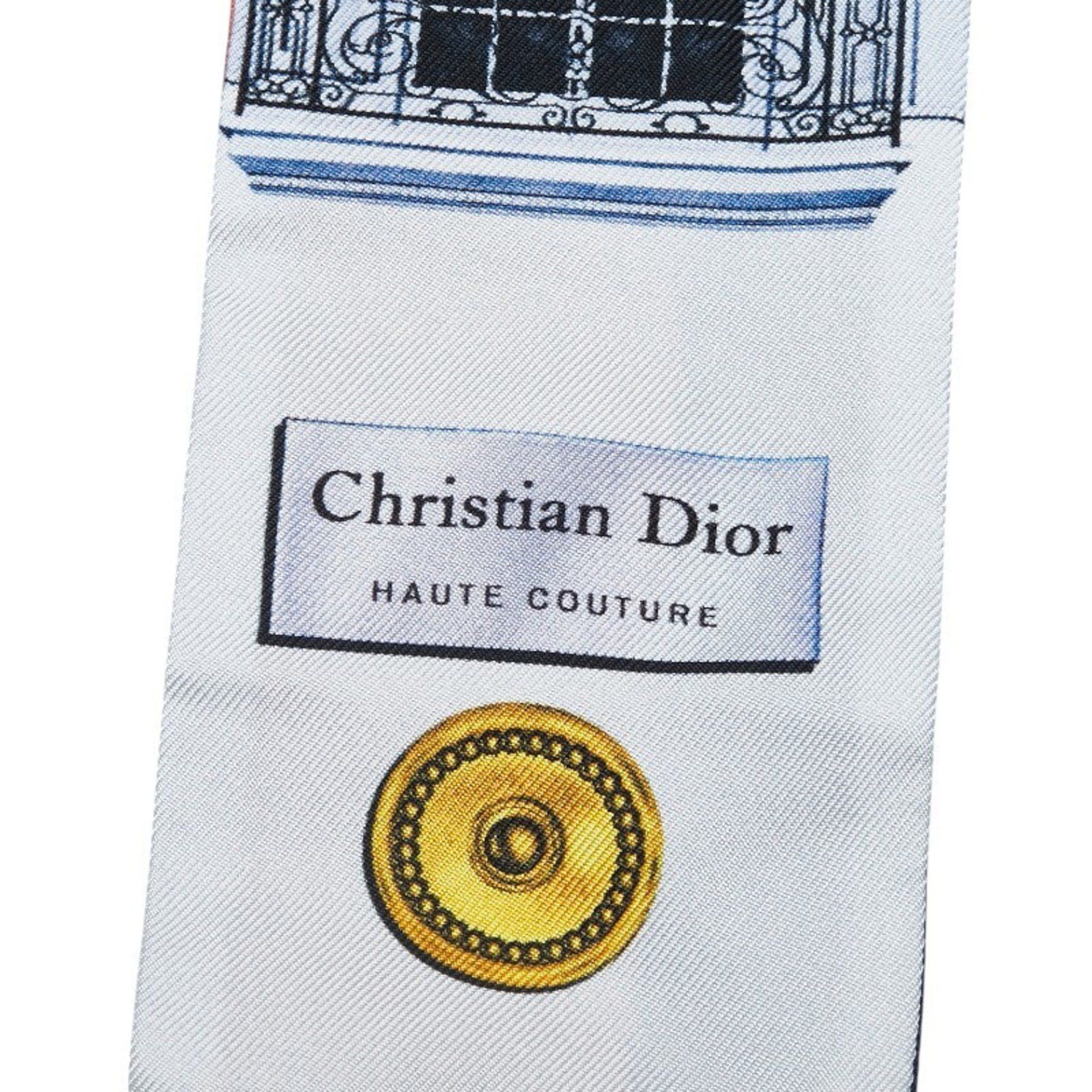 Dior Christian Dior Dior Mitzah Scarf, Light Blue, Navy, Multicolor, Silk, Women's, Size ONE SIZE - 3 Thumbnail