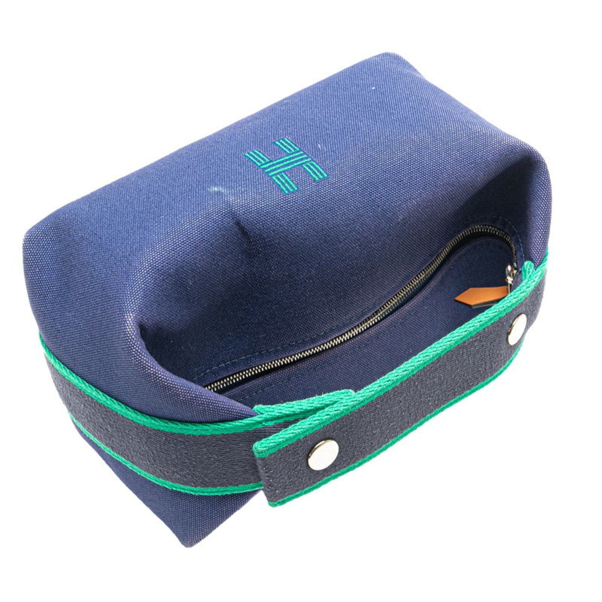 Hermes Hermès Bride A Black PM Handbag Pouch Blue Marine Cotton Women's HERMES Size ONE SIZE - 9 Thumbnail