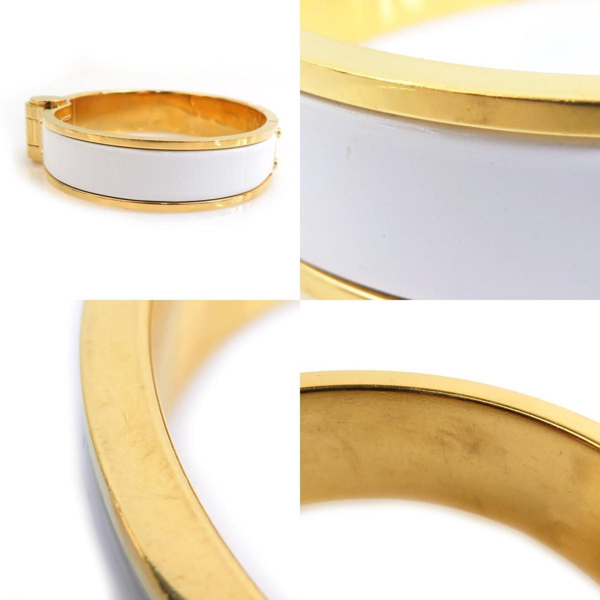Hermes Hermes Hermès Charnière PM Bracelet/Bangle in Metal, Enamel, White and Gold, Women's, r10775a Size ONE SIZE - 4 Thumbnail
