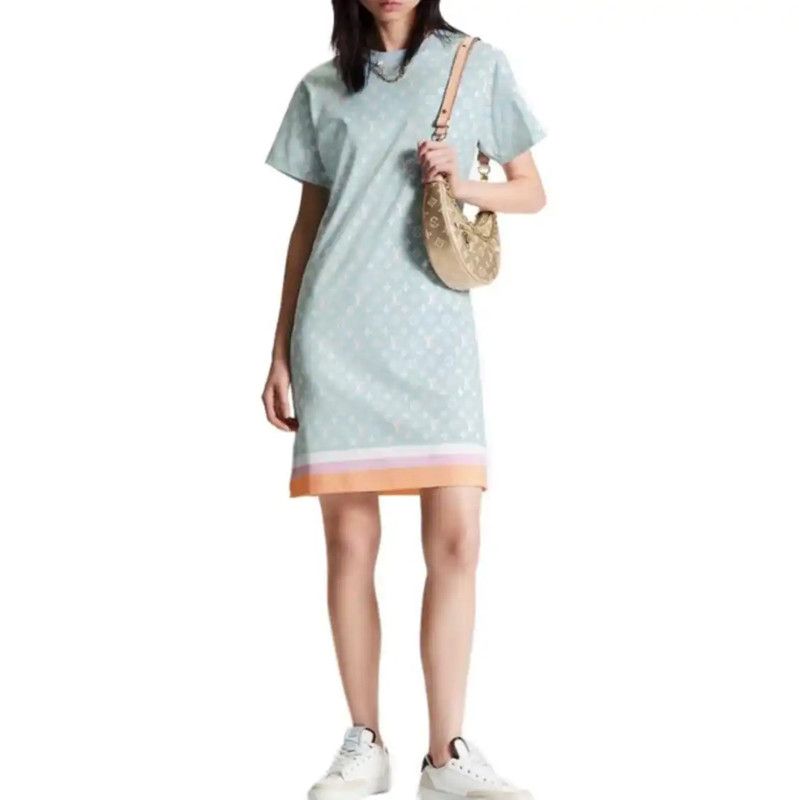 Louis Vuitton Louis Vuitton Sky Blue Women's Dress 0089 Size XS / US 0-2 / IT 36-38 - 7 Thumbnail