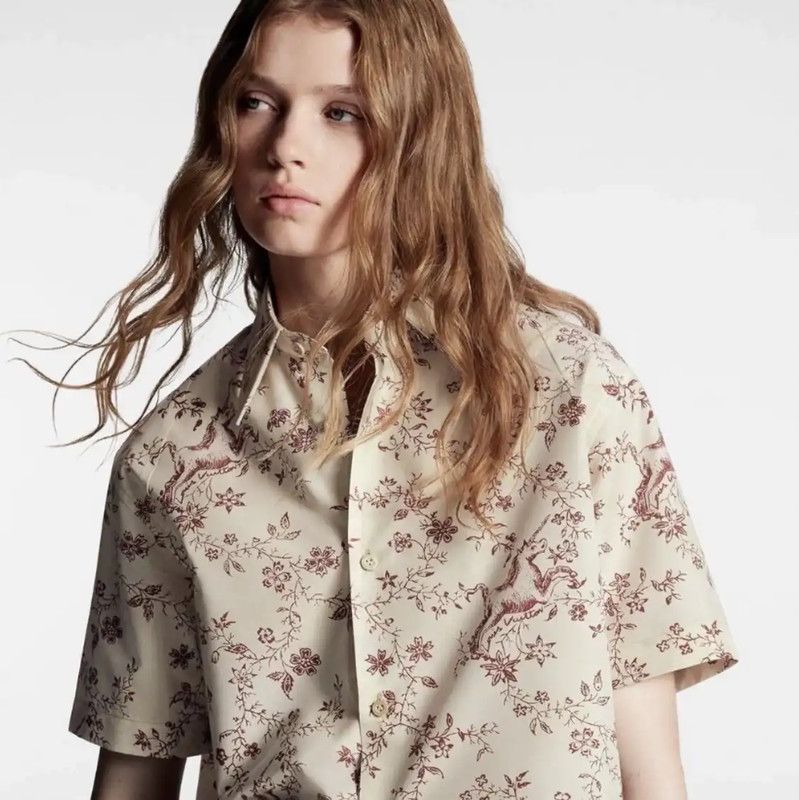 Louis Vuitton Louis Vuitton Beige Floral Cotton Shirt for Women 0089 Size ONE SIZE - 8 Thumbnail