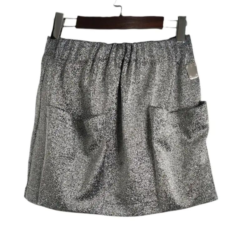 Louis Vuitton Louis Vuitton Silver Nylon A-Line Skirt 0089 Size 23" - 2 Thumbnail