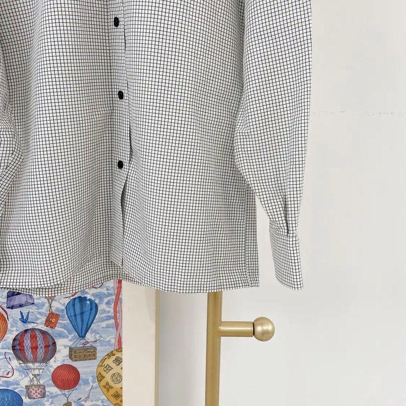 Louis Vuitton Louis Vuitton Gray Cotton Checked Long Sleeve Shirt 0089 Size XS / US 0-2 / IT 36-38 - 4 Thumbnail