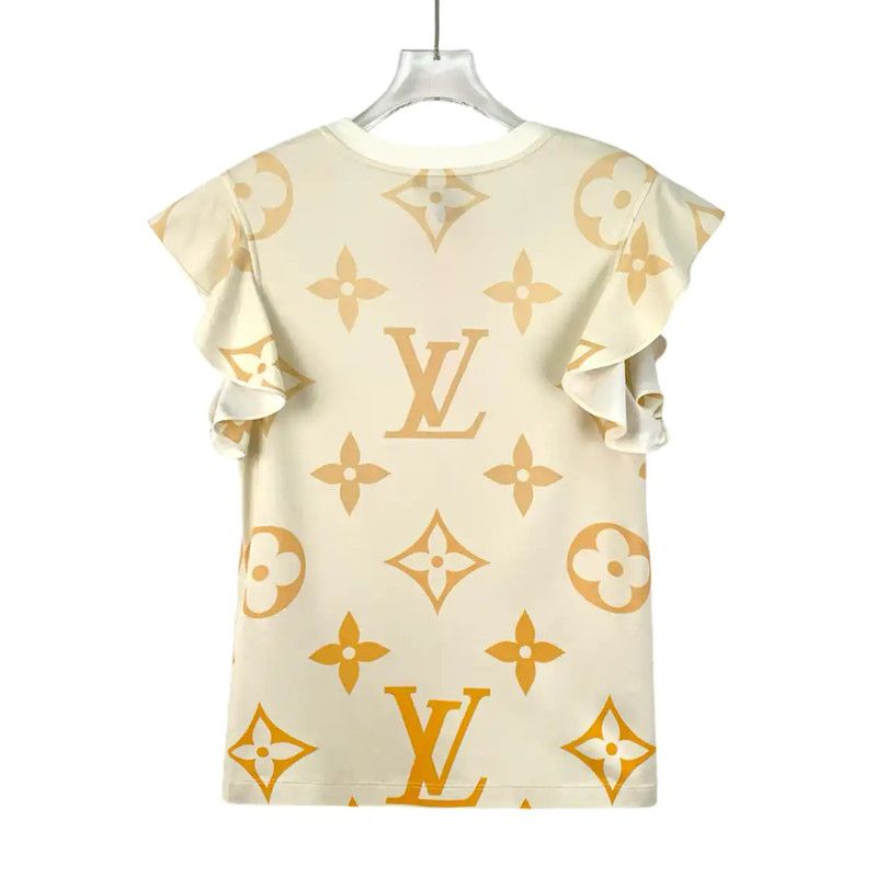 Louis Vuitton Louis Vuitton Beige Cotton Women's T-Shirt 0089 Size S / US 4 / IT 40 - 2 Thumbnail