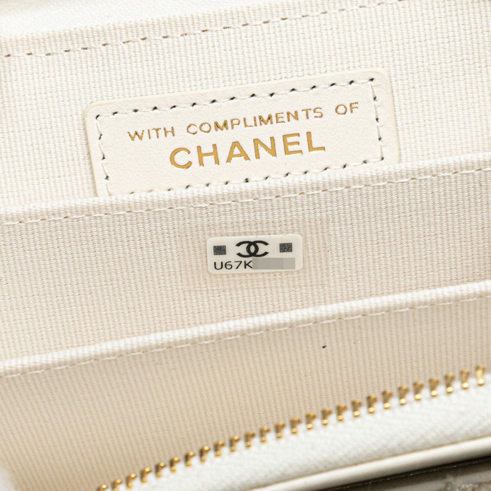 Chanel Chanel Coco Mark Ribbon Mini Chain Wallet, Wallet/Coin Case, White, Gold, Tweed, Leather, Women's, CHANEL Size ONE SIZE - 8 Thumbnail