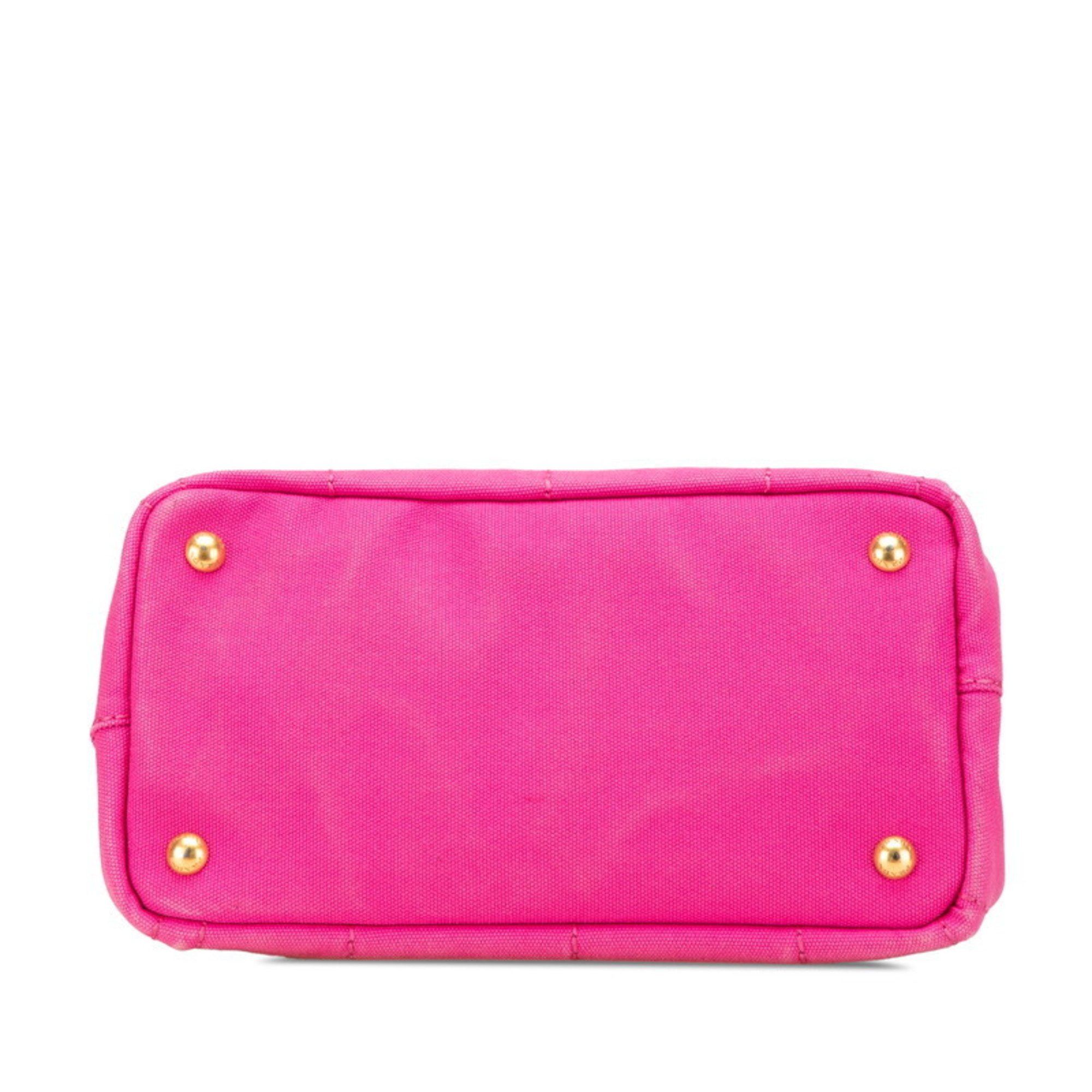 Prada Prada Triangle Logo Plate Mini Canapa Handbag/Shoulder Bag, 2-Way, B2439G, Pink Canvas, Women's Size ONE SIZE - 3 Thumbnail