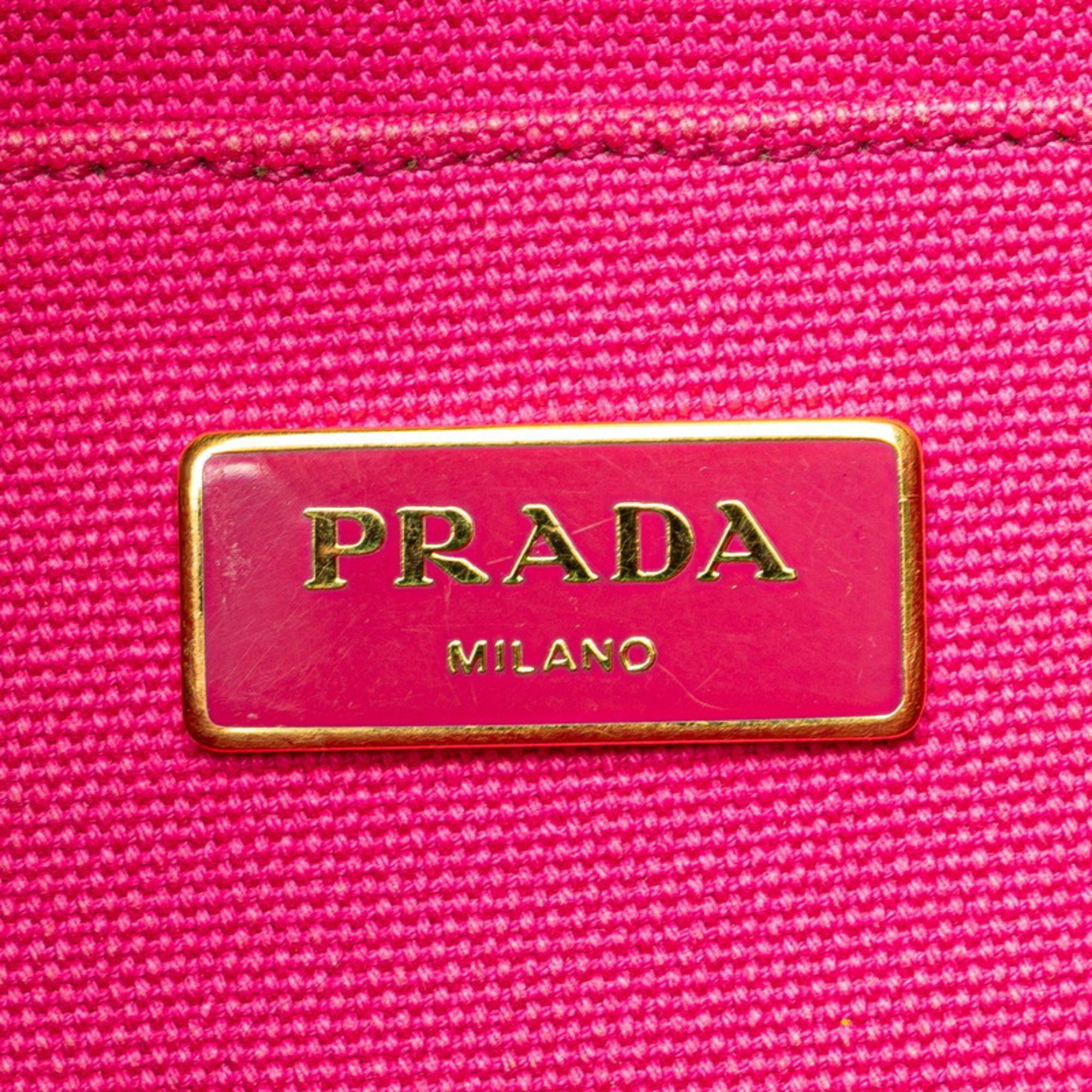 Prada Prada Triangle Logo Plate Mini Canapa Handbag/Shoulder Bag, 2-Way, B2439G, Pink Canvas, Women's Size ONE SIZE - 7 Thumbnail