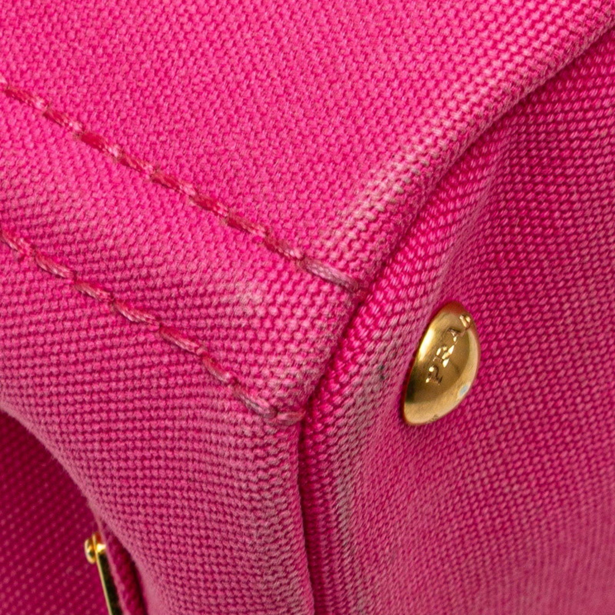 Prada Prada Triangle Logo Plate Mini Canapa Handbag/Shoulder Bag, 2-Way, B2439G, Pink Canvas, Women's Size ONE SIZE - 4 Thumbnail
