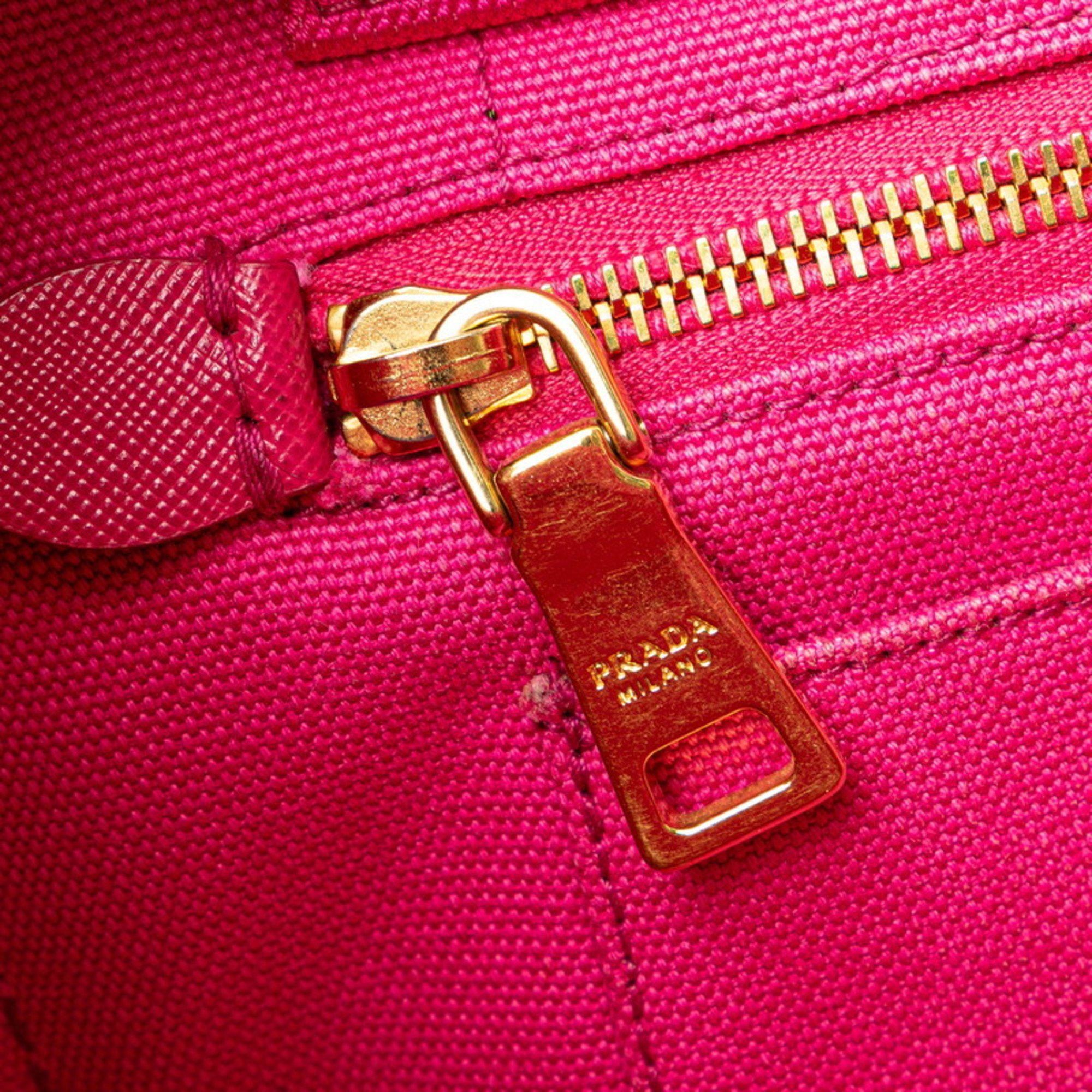 Prada Prada Triangle Logo Plate Mini Canapa Handbag/Shoulder Bag, 2-Way, B2439G, Pink Canvas, Women's Size ONE SIZE - 6 Thumbnail