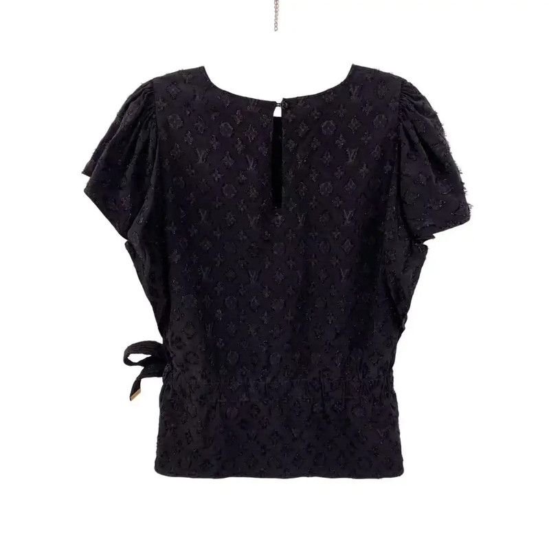 Louis Vuitton Louis Vuitton Black Silk Women's T-Shirt 0089 Size ONE SIZE - 2 Thumbnail