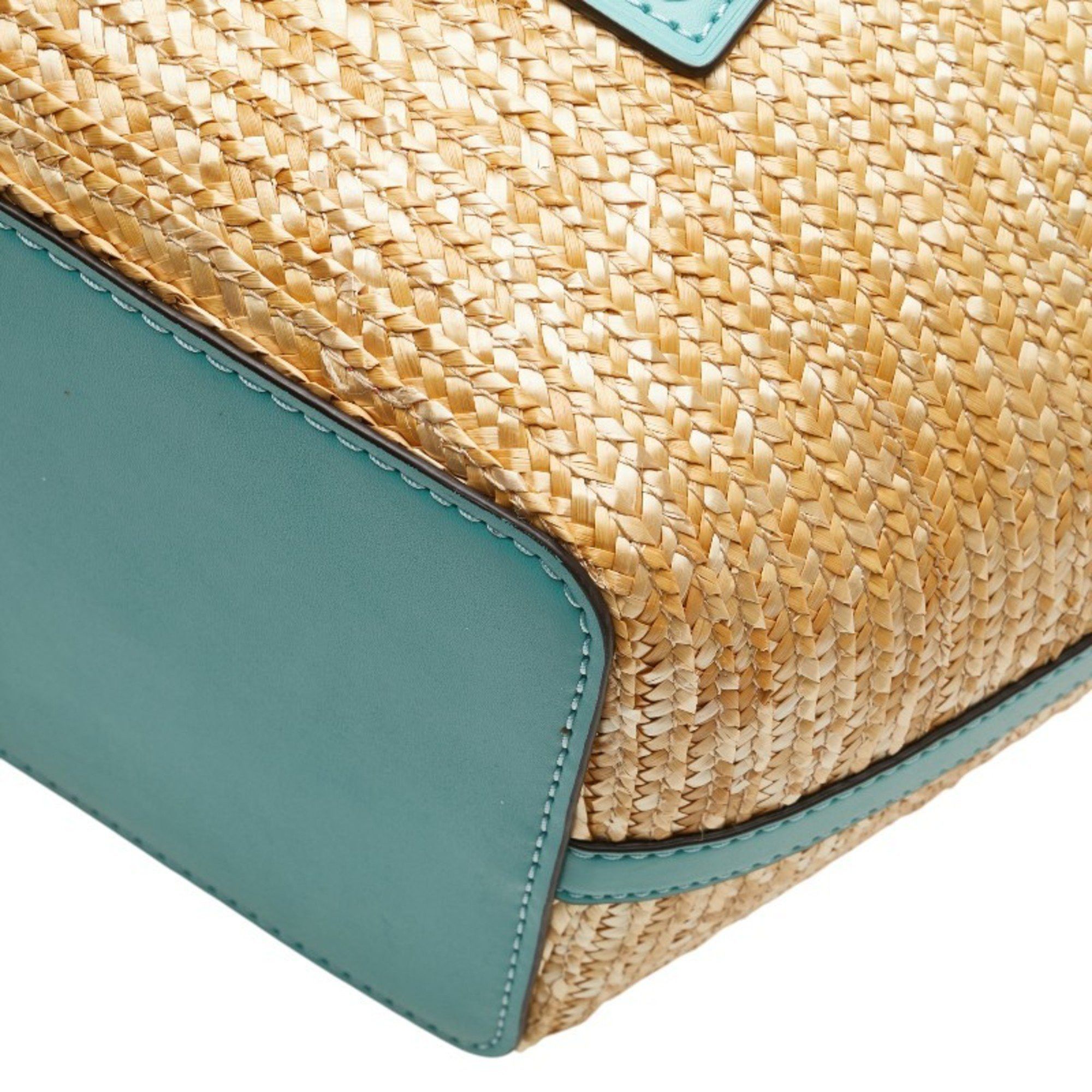 Michael Kors Michael Kors Tote Bag, Basket Beige, Light Blue, Straw Leather, Women's, Size ONE SIZE - 9 Thumbnail