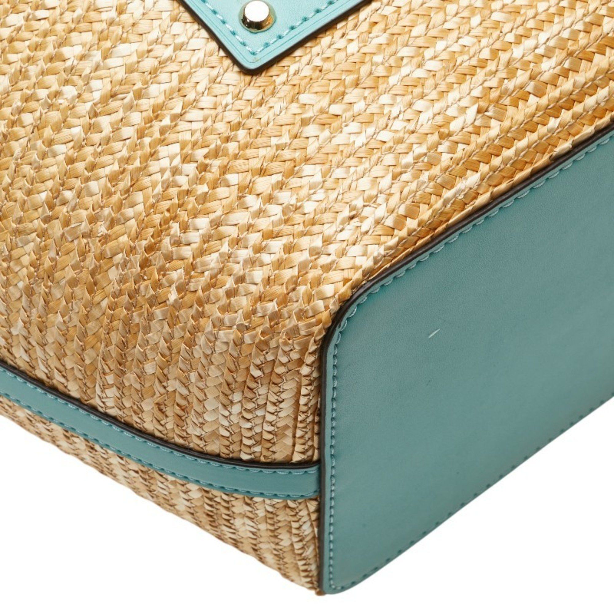 Michael Kors Michael Kors Tote Bag, Basket Beige, Light Blue, Straw Leather, Women's, Size ONE SIZE - 8 Thumbnail