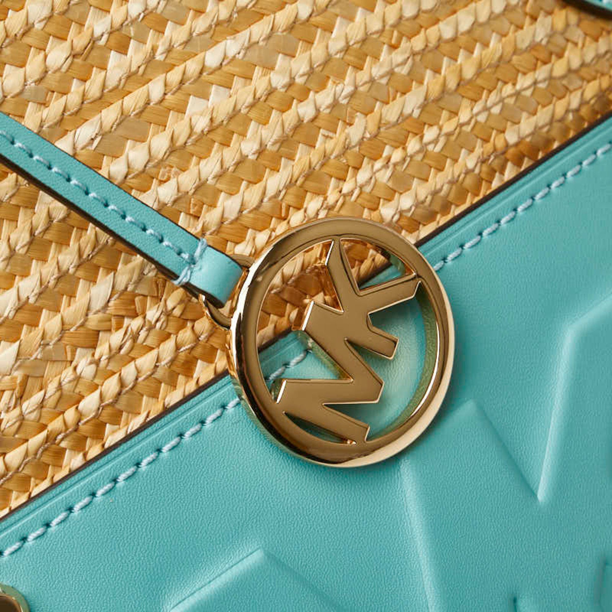 Michael Kors Michael Kors Tote Bag, Basket Beige, Light Blue, Straw Leather, Women's, Size ONE SIZE - 14 Thumbnail
