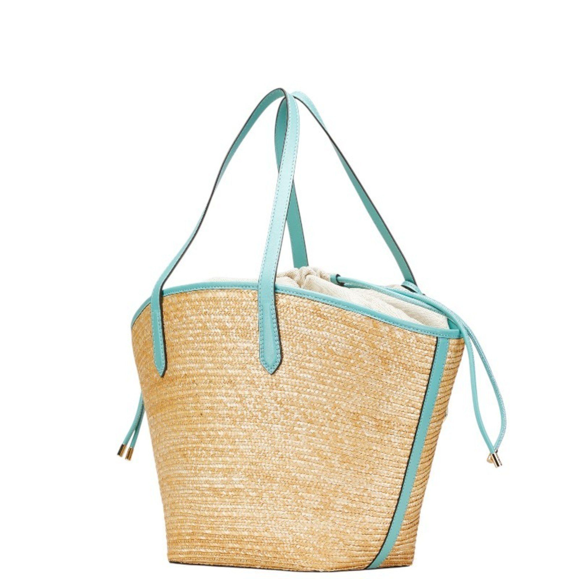 Michael Kors Michael Kors Tote Bag, Basket Beige, Light Blue, Straw Leather, Women's, Size ONE SIZE - 2 Thumbnail