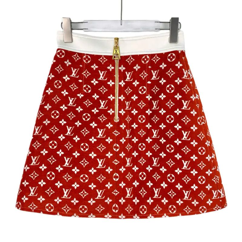 Louis Vuitton Louis Vuitton Red Printed Skirt for Women 0089 Size 22" - 2 Thumbnail