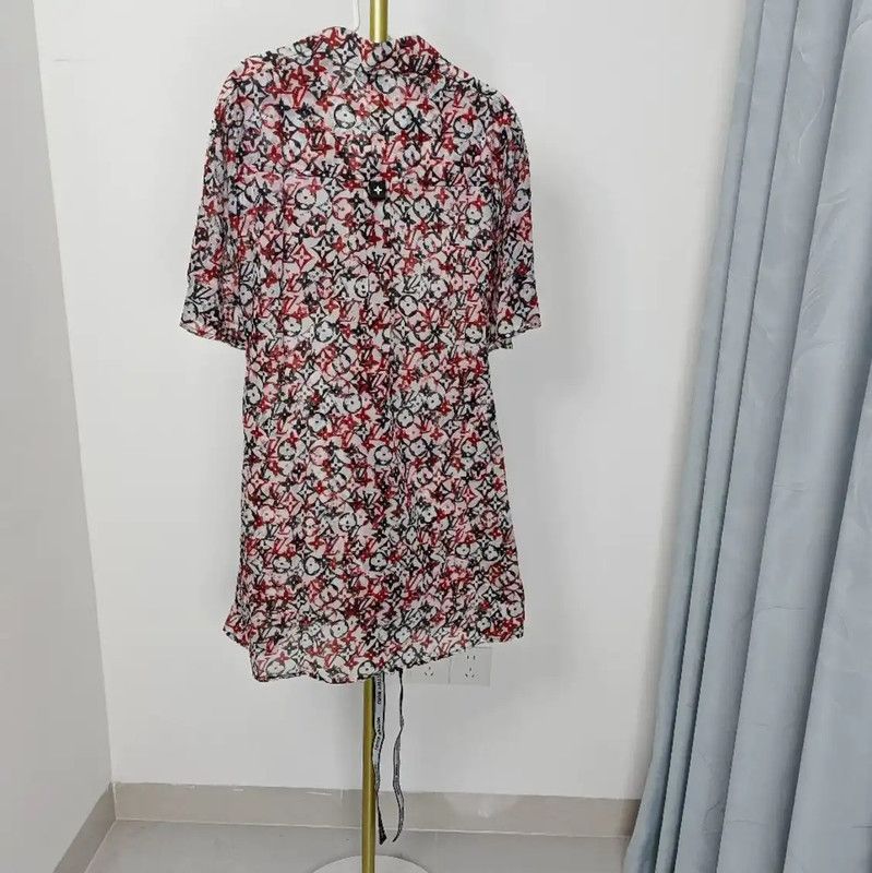 Louis Vuitton Louis Vuitton Red Summer Silk Logo Dress 0089 Size S / US 4 / IT 40 - 2 Thumbnail