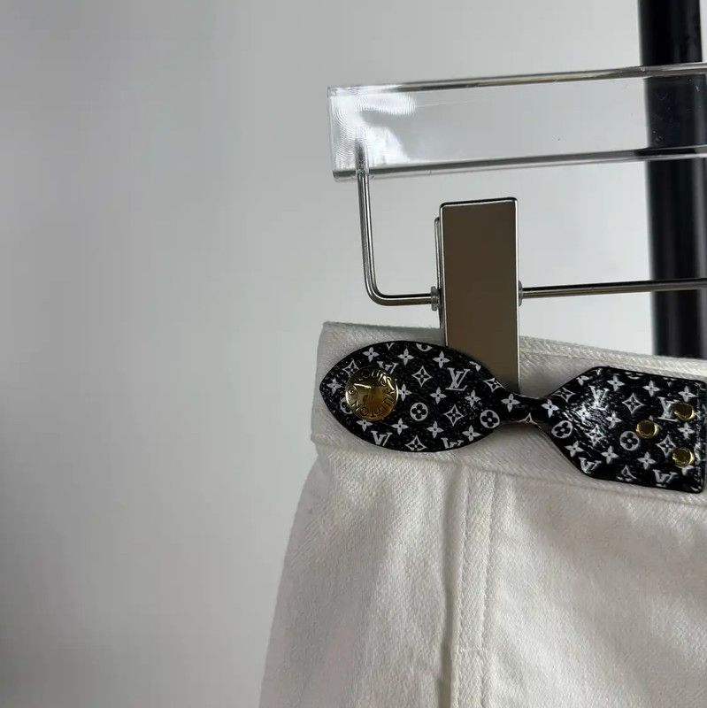 Louis Vuitton Louis Vuitton White Cotton Midi Skirt 0089 Size 23" - 3 Thumbnail