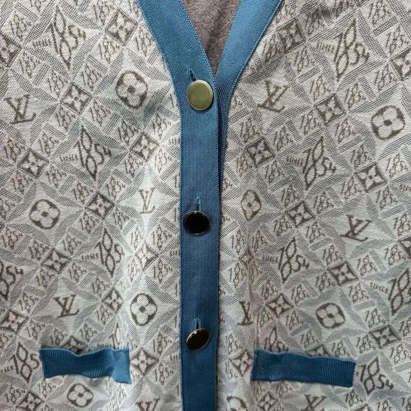 Louis Vuitton Louis Vuitton Gray Cotton Monogram Cardigan 0089 Size S / US 4 / IT 40 - 3 Thumbnail