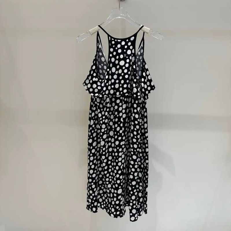 Louis Vuitton Louis Vuitton Black Polka Dot Silk Dress 0089 Size S / US 4 / IT 40 - 4 Thumbnail