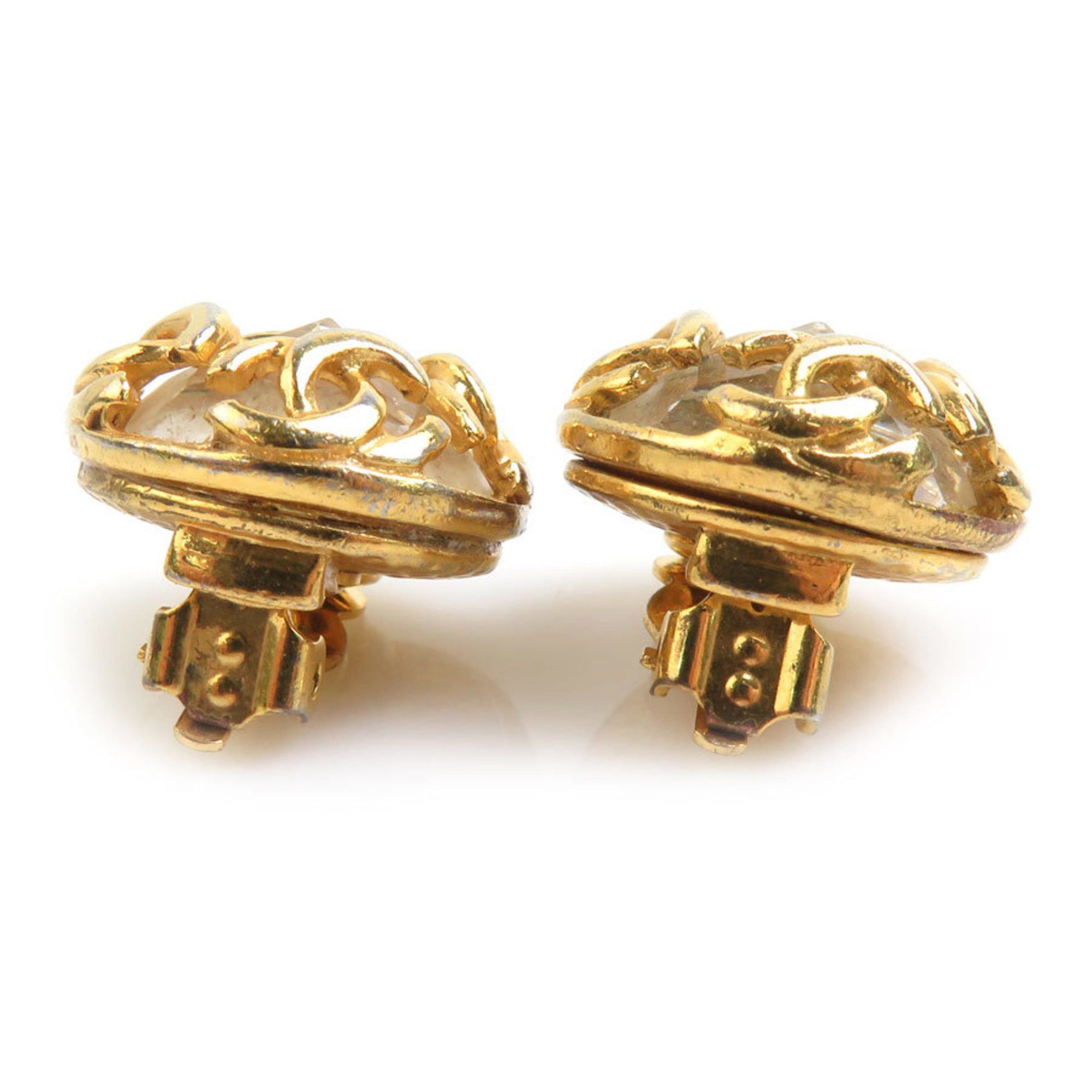 Chanel CHANEL Coco Mark Metal Rhinestone Earrings in Gold and Silver for Women, e60884a Size ONE SIZE - 4 Thumbnail