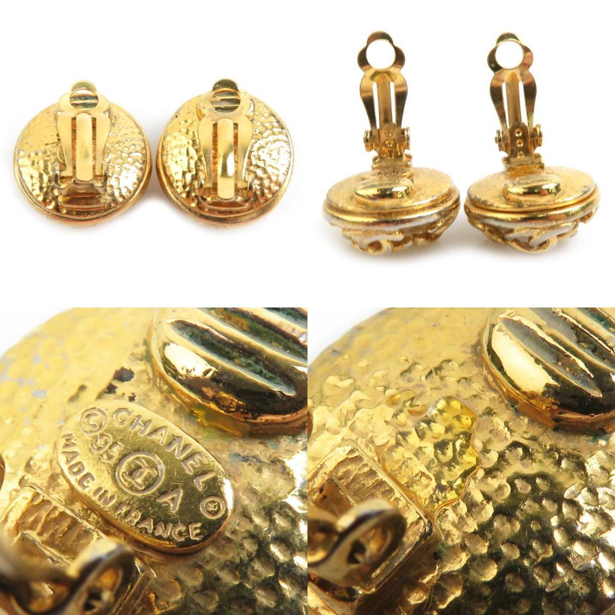 Chanel CHANEL Coco Mark Metal Rhinestone Earrings in Gold and Silver for Women, e60884a Size ONE SIZE - 5 Thumbnail