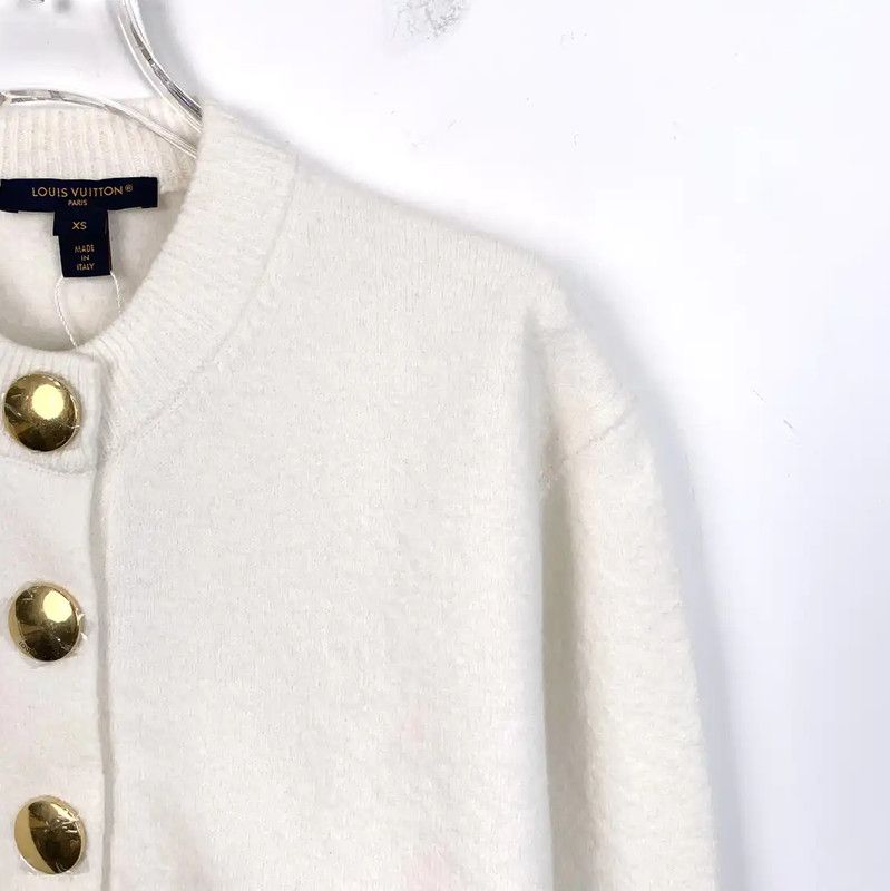 Louis Vuitton Louis Vuitton White Wool Cardigan for Women 0089 Size XS / US 0-2 / IT 36-38 - 3 Thumbnail