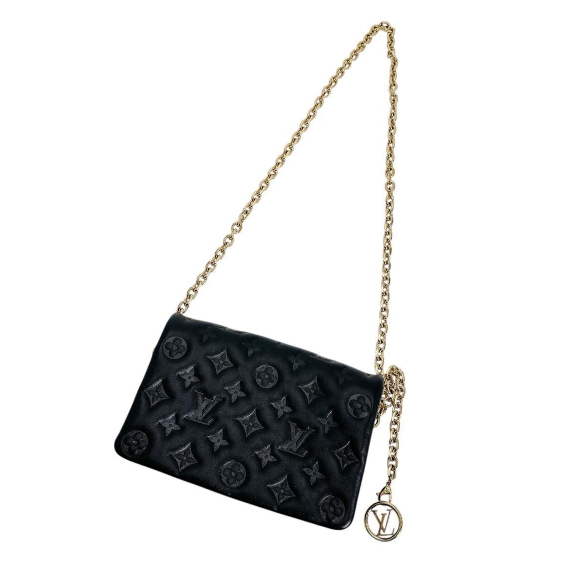 Louis Vuitton Louis Vuitton Monogram Pochette Coussin Shoulder Bag in Lambskin, M82116, Black Size ONE SIZE - 4 Thumbnail