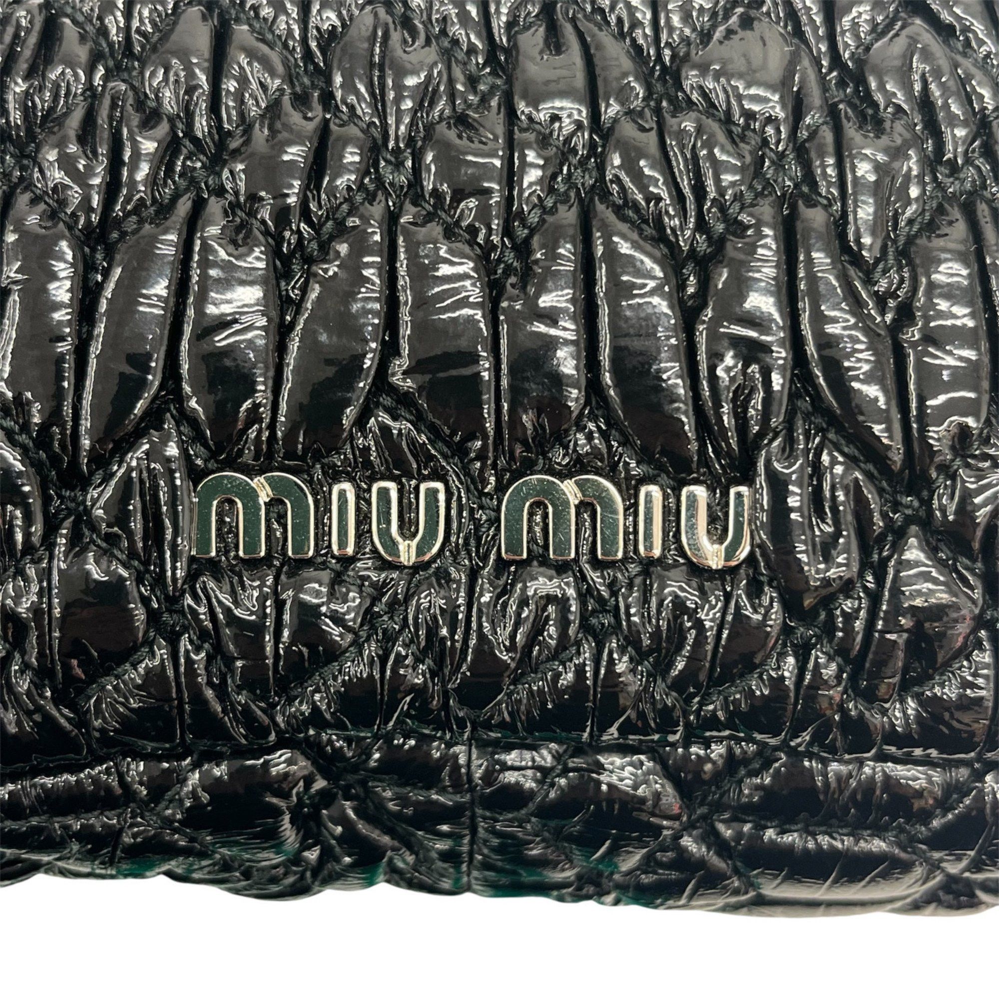 Miu Miu MIUMIU Miu Matelasse Jeweled Patent Black 2-Way Bag Shoulder Clutch for Women Size ONE SIZE - 12 Thumbnail