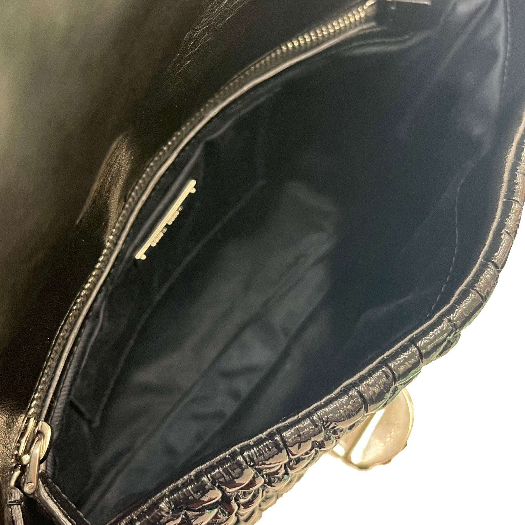 Miu Miu MIUMIU Miu Matelasse Jeweled Patent Black 2-Way Bag Shoulder Clutch for Women Size ONE SIZE - 8 Thumbnail