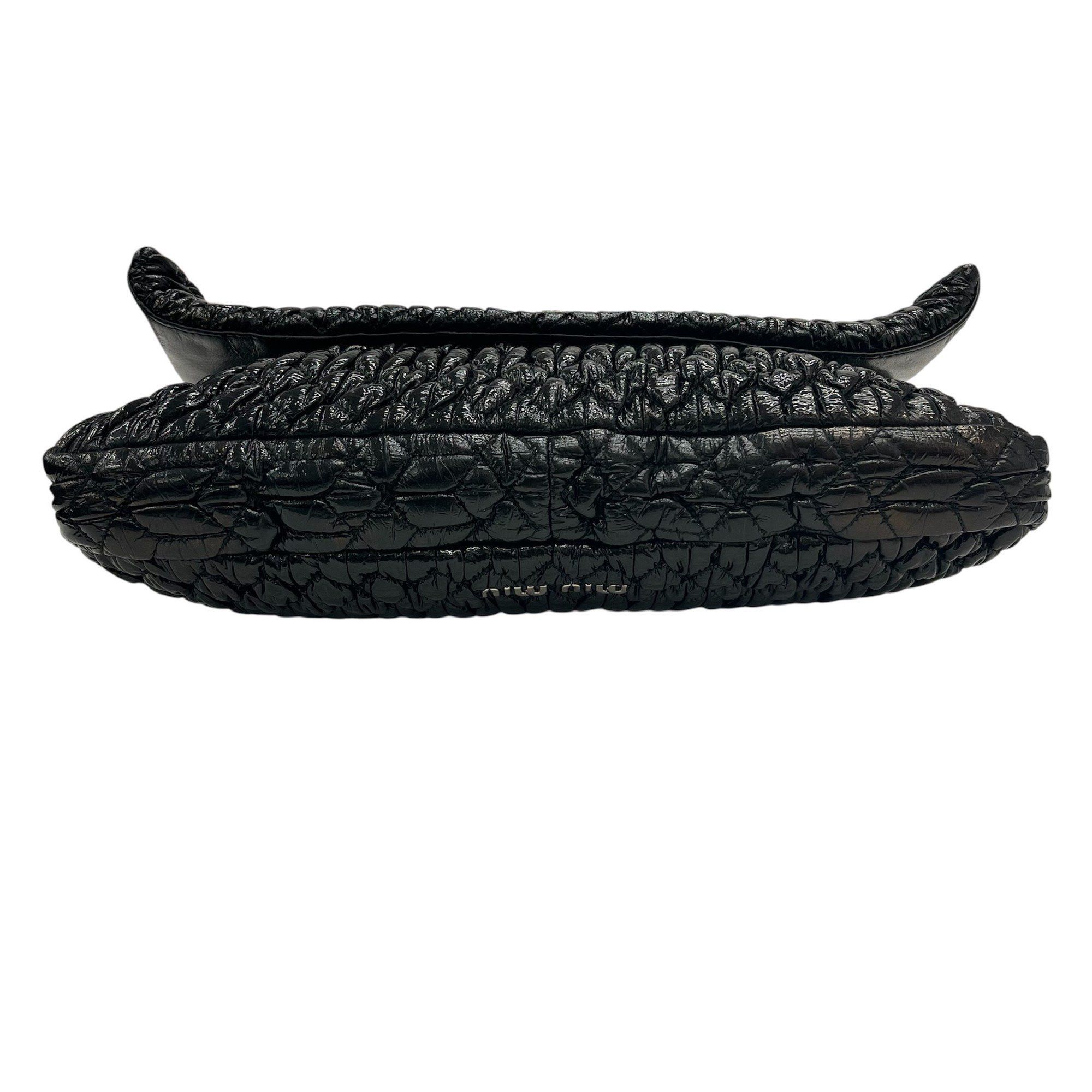 Miu Miu MIUMIU Miu Matelasse Jeweled Patent Black 2-Way Bag Shoulder Clutch for Women Size ONE SIZE - 3 Thumbnail