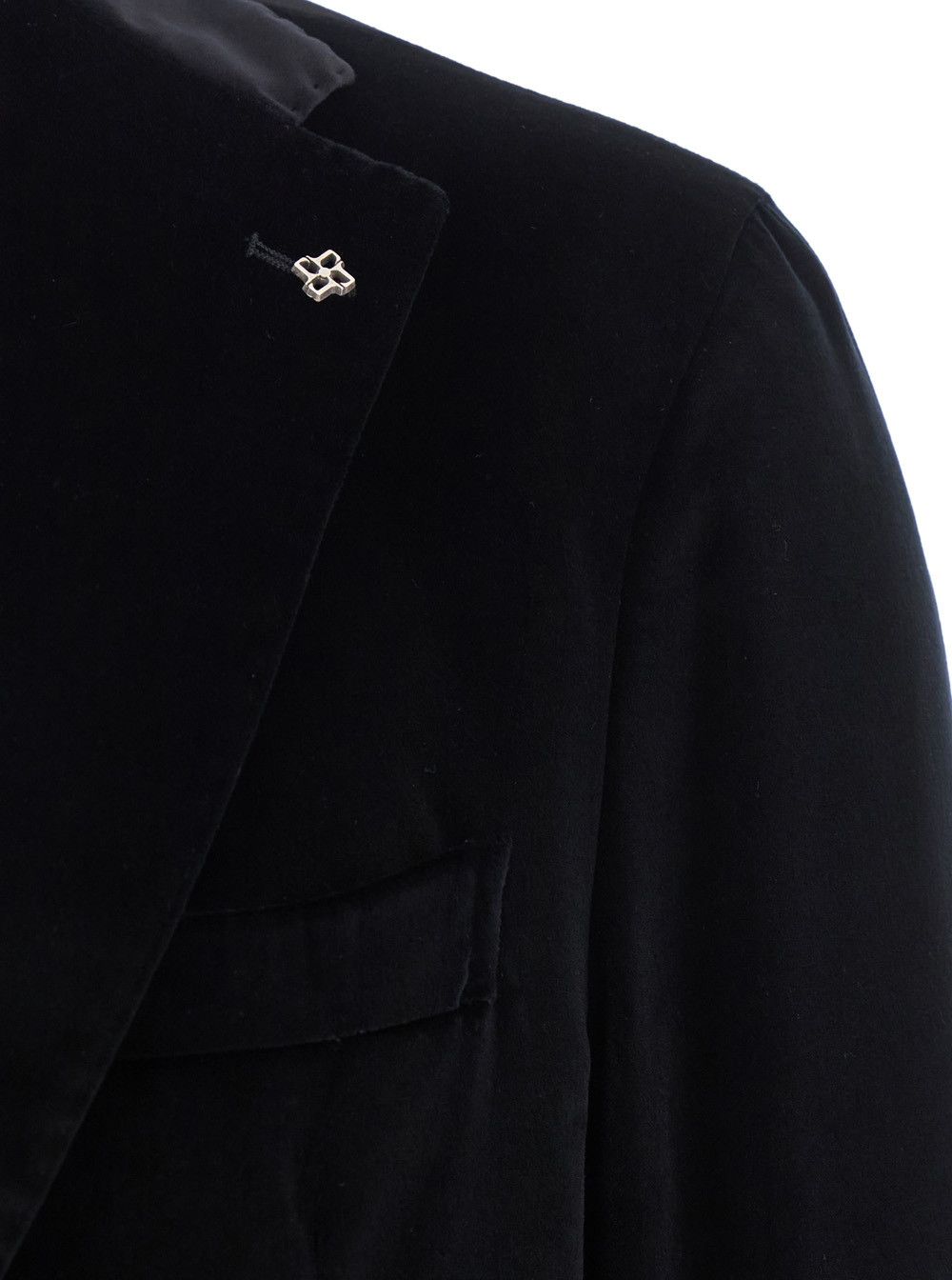 Tagliatore Black Single-Breasted Jacket with Notched Revers in Velvet Man Size US XXL / EU 58 / 5 - 3 Thumbnail