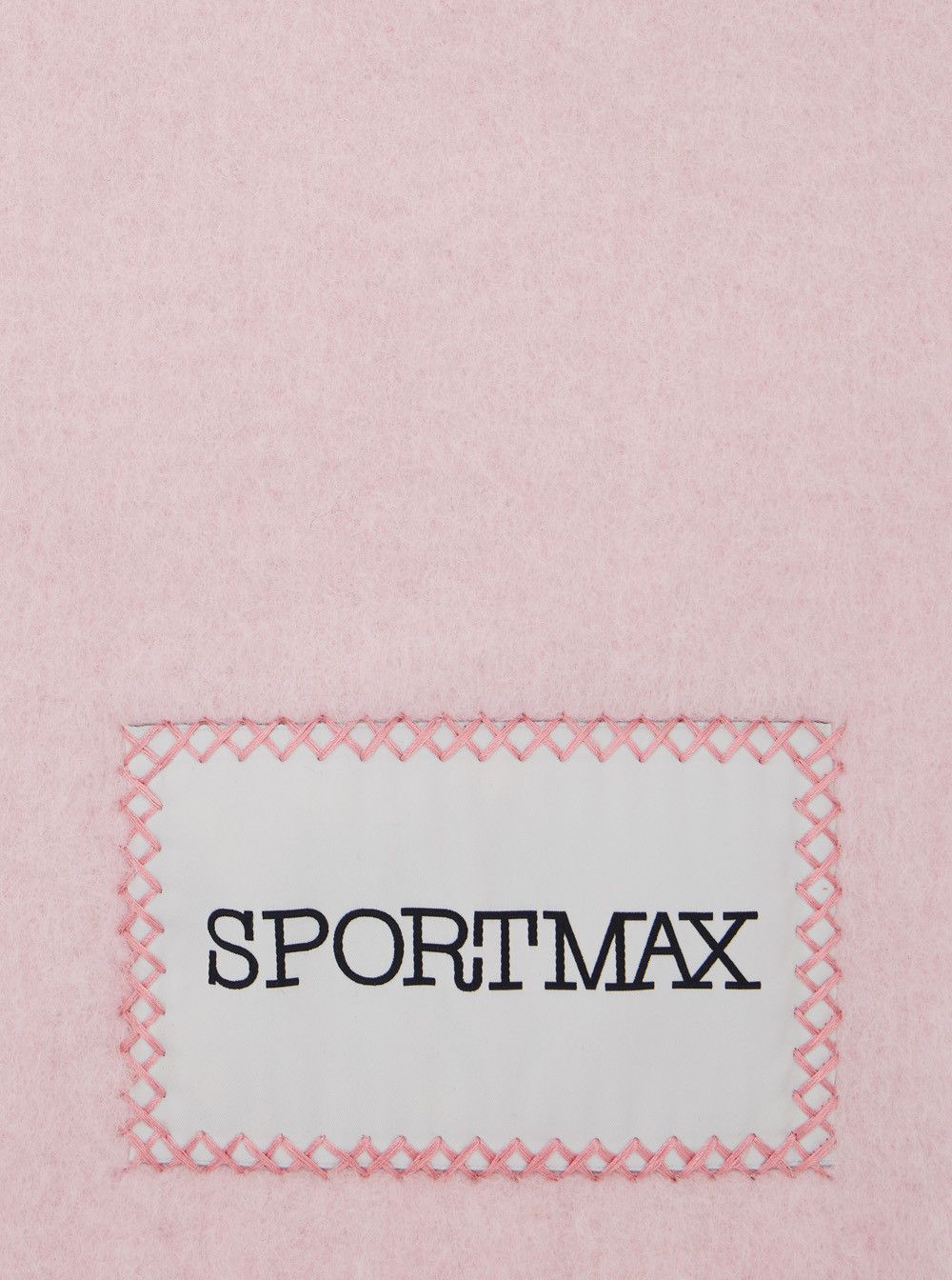 Sportmax Pink Scarf with Logo Patch on the Front and Fringed Hem in Wool Blend Woman Size ONE SIZE - 3 Thumbnail