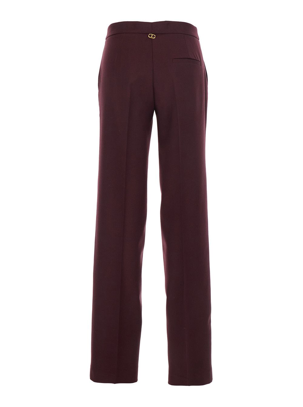 TWINSET Violet Pants with Concealed Front Closure and Logo Plaque on the Rear in Wool Blend Stretch Woman Size 32" / US 10 / IT 46 - 2 Thumbnail