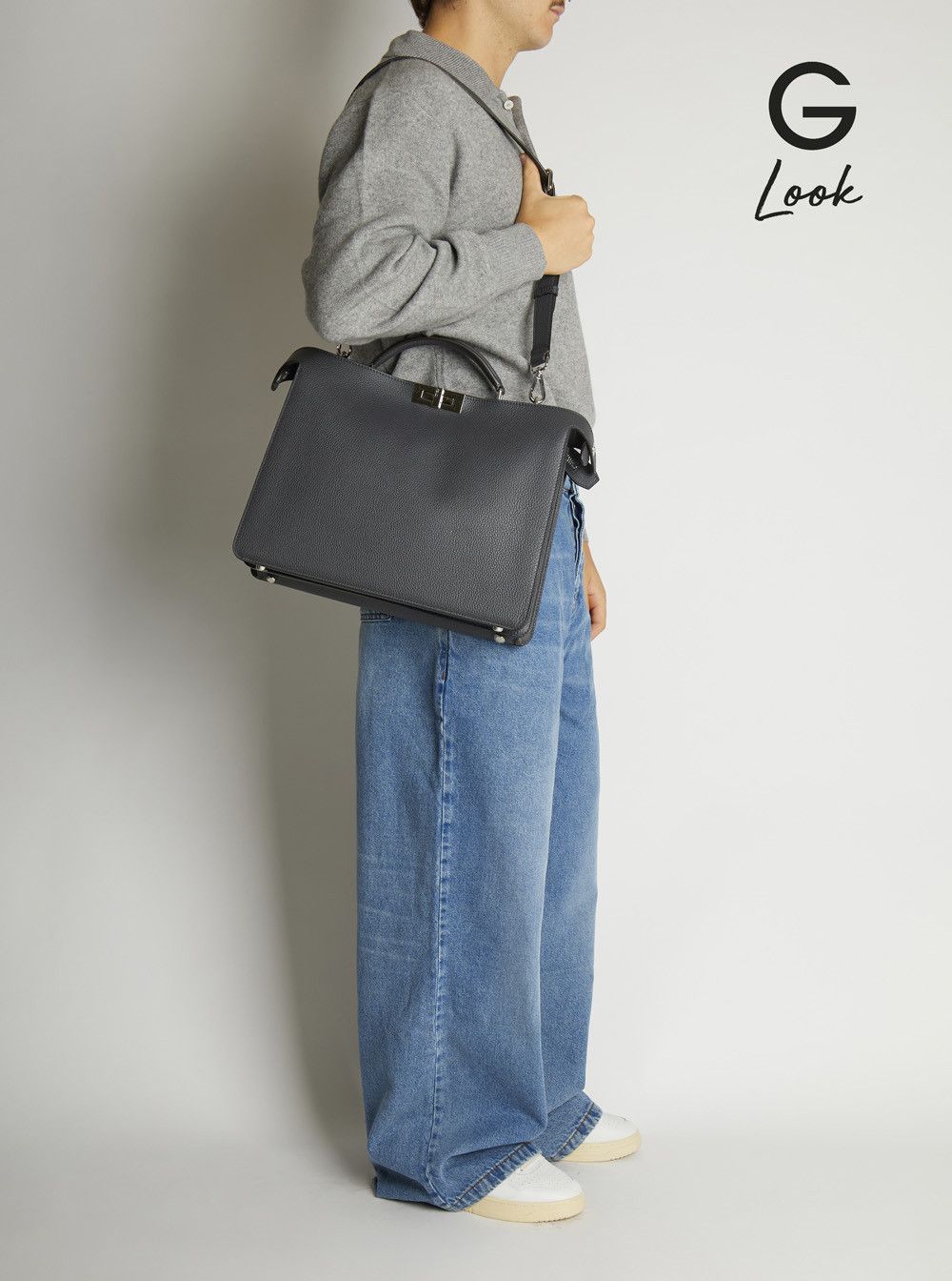 Fendi 'ISeeU Medium' Grey Handbag with Removable Internal Pocket in Leather Man Size ONE SIZE - 7 Thumbnail