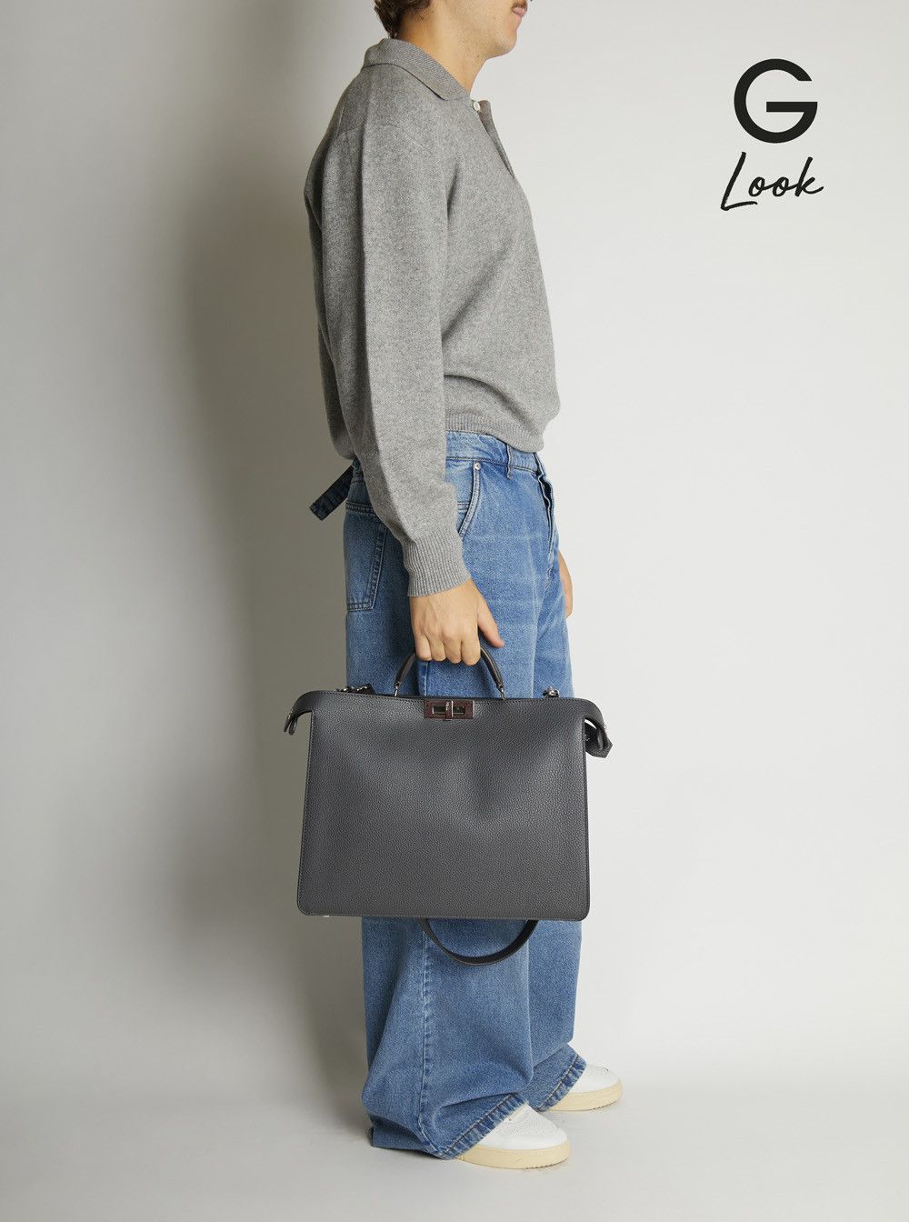 Fendi 'ISeeU Medium' Grey Handbag with Removable Internal Pocket in Leather Man Size ONE SIZE - 6 Thumbnail