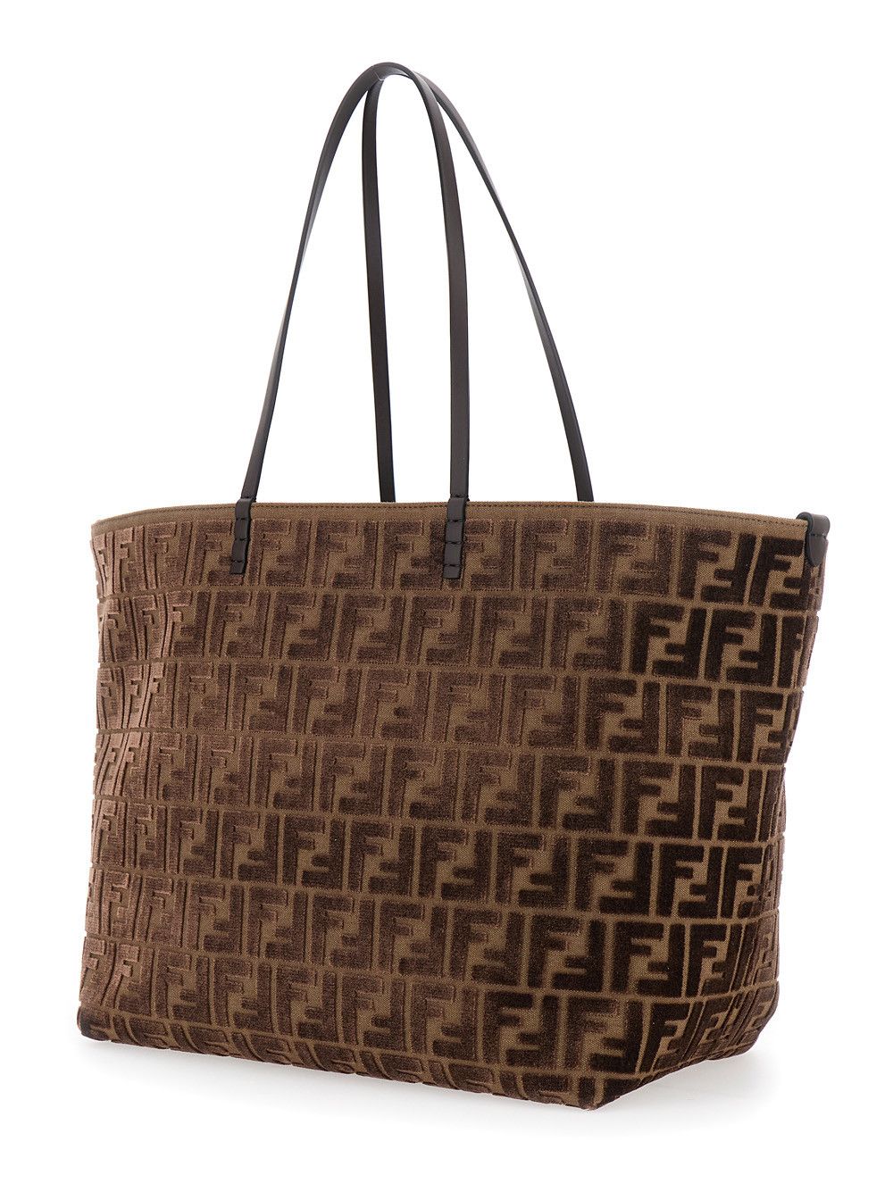Fendi 'Roll Large' Brown Shopper with All-Over FF Motif in Cotton Blend with Sponge Effect Woman Size ONE SIZE - 2 Thumbnail