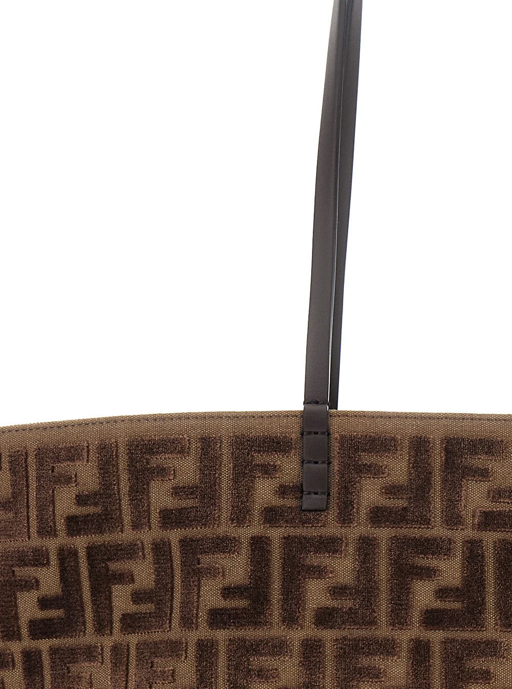 Fendi 'Roll Large' Brown Shopper with All-Over FF Motif in Cotton Blend with Sponge Effect Woman Size ONE SIZE - 5 Thumbnail