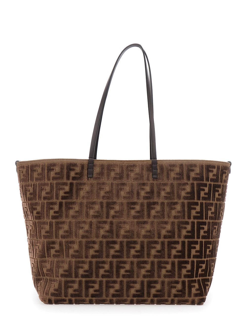 Fendi 'Roll Large' Brown Shopper with All-Over FF Motif in Cotton Blend with Sponge Effect Woman Size ONE SIZE - 4 Thumbnail